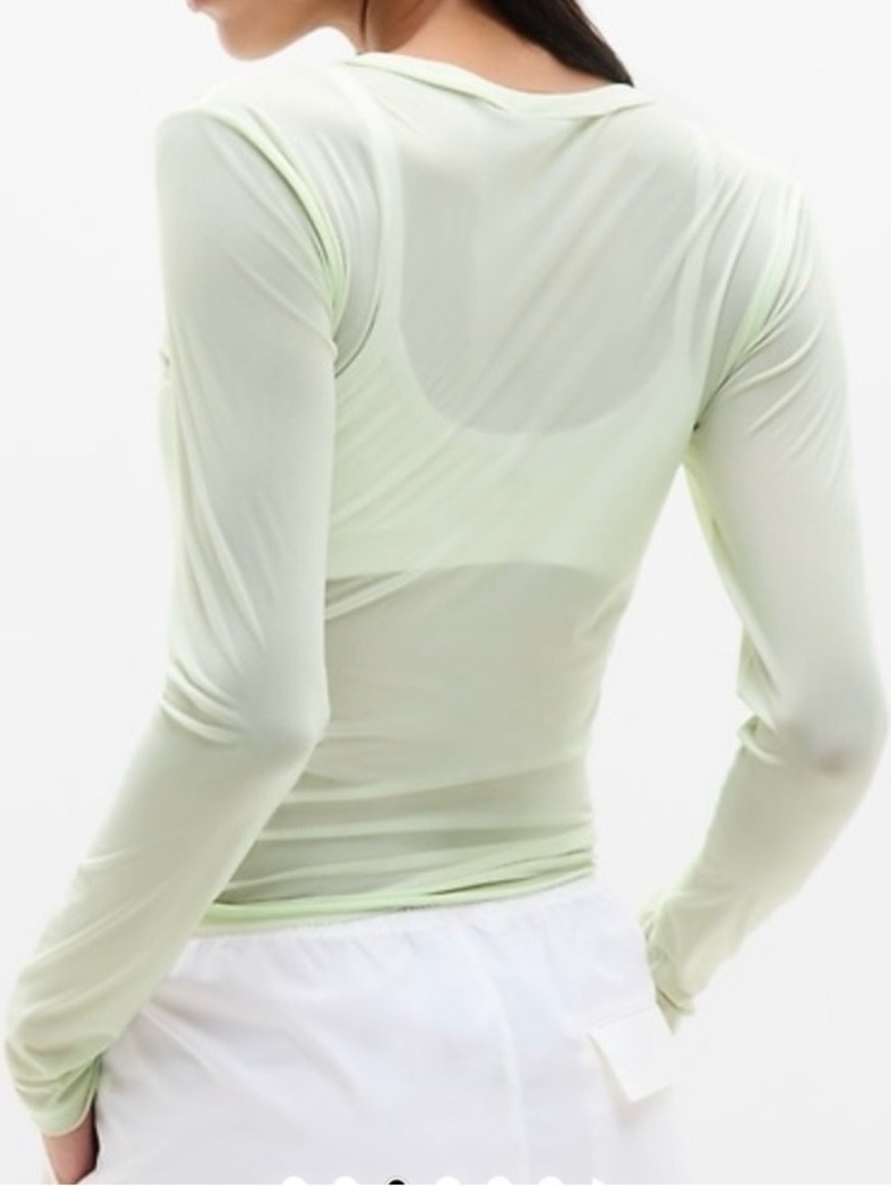 Athleta Sheer Mesh Top Honeydew Medium - Picture 3 of 6